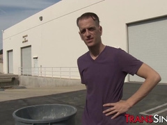 Sexy stockings tranny Morena Black gets warm sticky facial