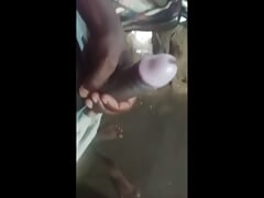 Big hard guy black cock in home in night