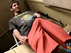 Straight thug Daniel Delong cums after masturbating solo