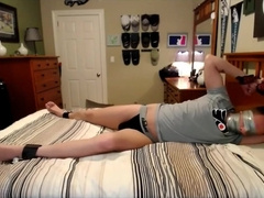 Ballgagged, Tape-Gagged, Tied Spread Eagled