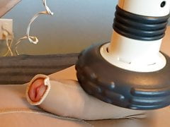 Vibrator on pantyhose sheathed cock (no cum)