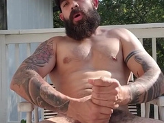 Tugging off on my back patio