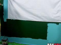 Artsy twinks paint a room before sucking each other off