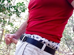 Public Beating Off in the Bushes Again. Intense Jerk and Cum