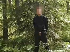 Security Guard masturbate in woods