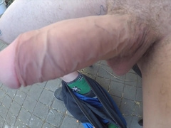 This Young Model Takes Out His Huge Cock In The Garden And Jerks Off. Maybe Someone Saw Him!!!