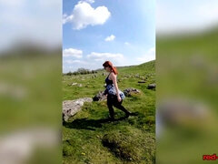 Hot Milf Red Xxx Goes For A Topless Walk On Easter