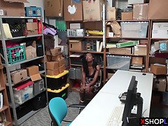 Ebony teen thief busted and fucked by a mall cops hard cock