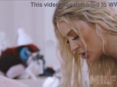 Blond, Pijpbeurt, Schattig, Hd, Moeder, Rijden, Geschoren, Stiefmoeder