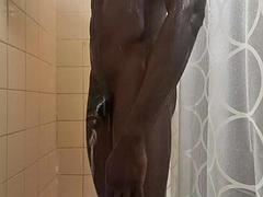 Enthousiasteling, Grote lul, Zwart, Zwart, Homo, Masturbatie, Douche, Alleen