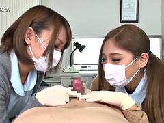 アジア人, イく瞬間, フェムドム, 手コキする, ゴム, 看護婦, ハメ撮り, 三人