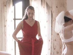 Arsch, Gesichtssitzen, Fingern, Behaart, Lesbisch, Hausmädchen, Muschi, Hochzeit