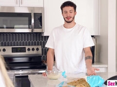 Petite Asian teenager stepsis takes a snacks