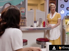 Serene Siren & Alexis Tae go wild with intense face fucking & scissoring in public