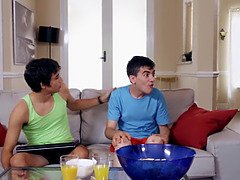 Ebony Step Mom Having Fun With Stepson and His Friend