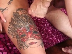 Anna Bell Peaks get cum on her tattoos after some fingerbanging & dicking