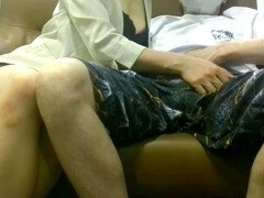 Uncensored sofa blowjob in cowgirl position with Akeieroi