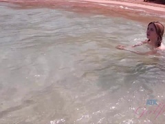 Amateur, Playa, Desnudo, Aceite, Al aire libre, Coleta, Pov, Mojado