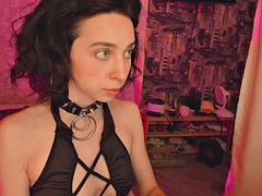 Goth slut tries on clothes