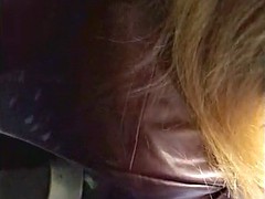 Shiny black pantyhose girl in metro(Groped by me)