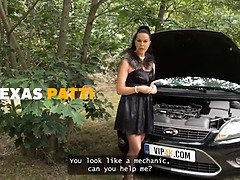 Texas Patti seduces Charlie Dean in the woods & gets wrecked by his huge black dick