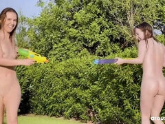 Sweethearts Kate Quinn and Sofi Noir love outdoor sex games