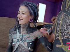 Anuskatzz's double anal and goth prolapse - punk chick with dreadlocks takes it all in!