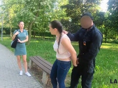 Big-titted thief punished by a security officer in 4K video