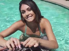 Kylie Sinner gives an underwater bj & gets anally fucked poolside