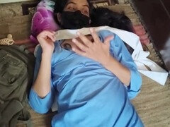 Tight Indian schoolgirl's pussy destroyed by a big cock in her first sexual experience