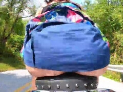 Plugged Wife's Motorcycle Adventure - Amateur Outdoor Anal