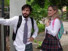 Bus, Kondom, Natürlichen titten, Muschi, Schulmädchen, Rock, Tanga, Titten