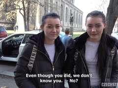 Enthousiasteling, Bruinharig, Sperma shot, Tsjechisch, Buiten, Gezichtspunt, Trio, Tieten likken