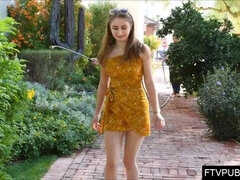 ブロンド, 露出狂, 放尿, 公共, オマンコ, ティーン