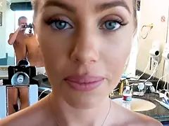 Blondine, Hundestellung, Hd, Lingerie, Geschwollene nippel, Reiten, Arsch lecken, Tätowierung