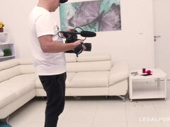 Maximum ass sex stretching for Sara Bell with two dicks