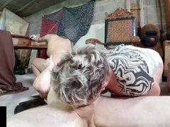 Three-way fuck-a-thon with a sex-positive platinum-blonde dame and a sex-positive cougar