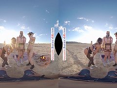 Experience a wild 3some in the sand with a VR porn experience!