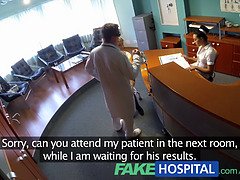 Blonde Lady saves money by giving head for sex favors in fakehospital POV