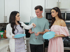 POV video shows Valentina Nappi, Eliza Ibarra, sharing a cock