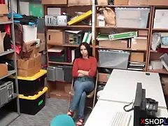 Tighty teen thief suspected and fucked by a security guy