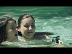 Beauté, Pieds, Français, Embrassement, Mamelons, Nue, Piscine, Mouillée