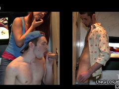 Handsome straight dude gets blowjob from gay