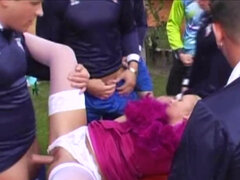 Outdoor gangbang for milf bitch Valery Hilton