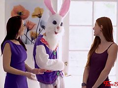 Stepmom And Stepdaughter Tricked Into Fucking Stepson On Easter