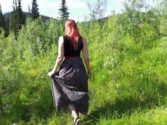 Teen redhead girl wanted sex and creampie in outdoors!