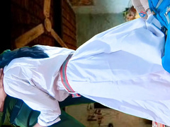 Collège université, Hd, Indienne, Chatte, Jupe, Étudiant, Serré, Uniforme