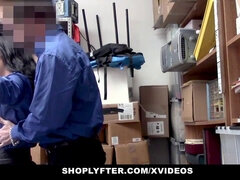 LP Officer humiliates teen with small tits and tight pussy in shop