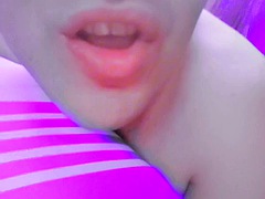Video call with my social media fan having fun striptease masturbating for him in front of the camera without using hands