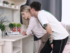 バック, 彼女, ハードコア, キス, なめる, オマンコ, ロシア人, オッパイの